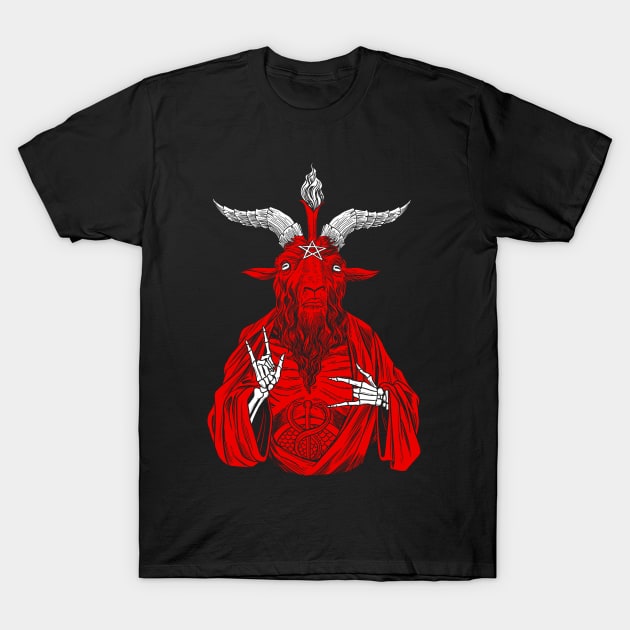 AntiChrist loves Baphomet goat Pagan Heretic 666 T-Shirt by Juandamurai